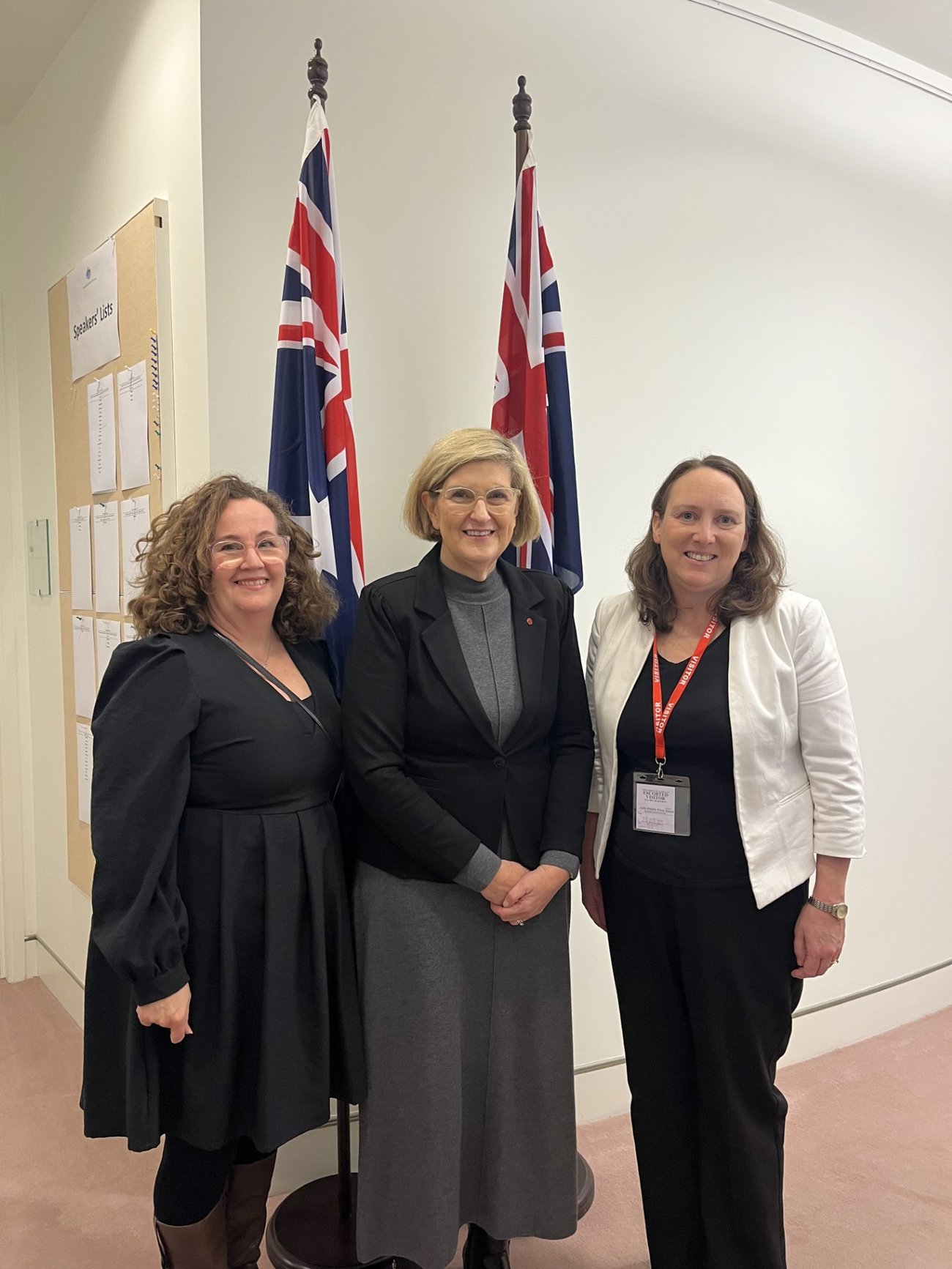 Nicole Millis and Louise Healy with Senator Wendy Askew