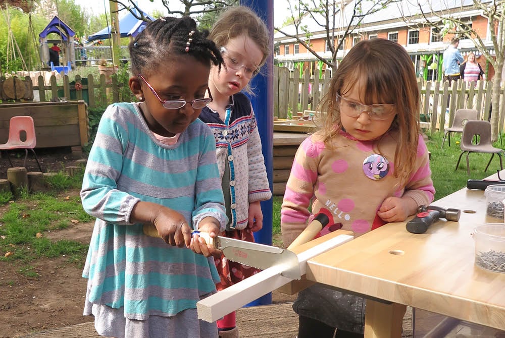 Children Woodworking