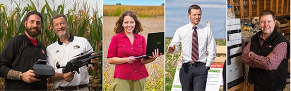 Image showcasing SIUE researchers out in the field and lab doing research.