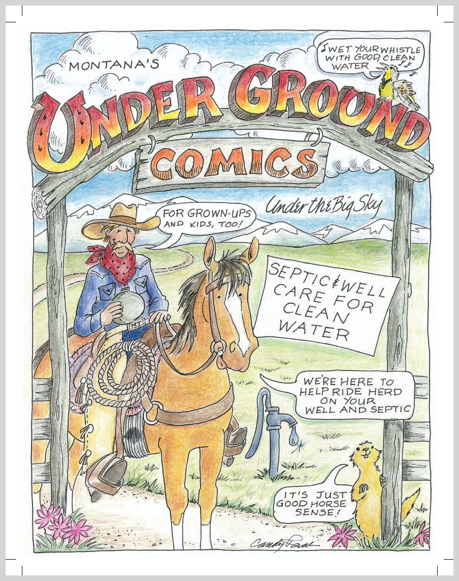 The front page of Montana Extension's "Montana's Under Ground Comics: Septic and Well Care for Clean Water" digital comic book.