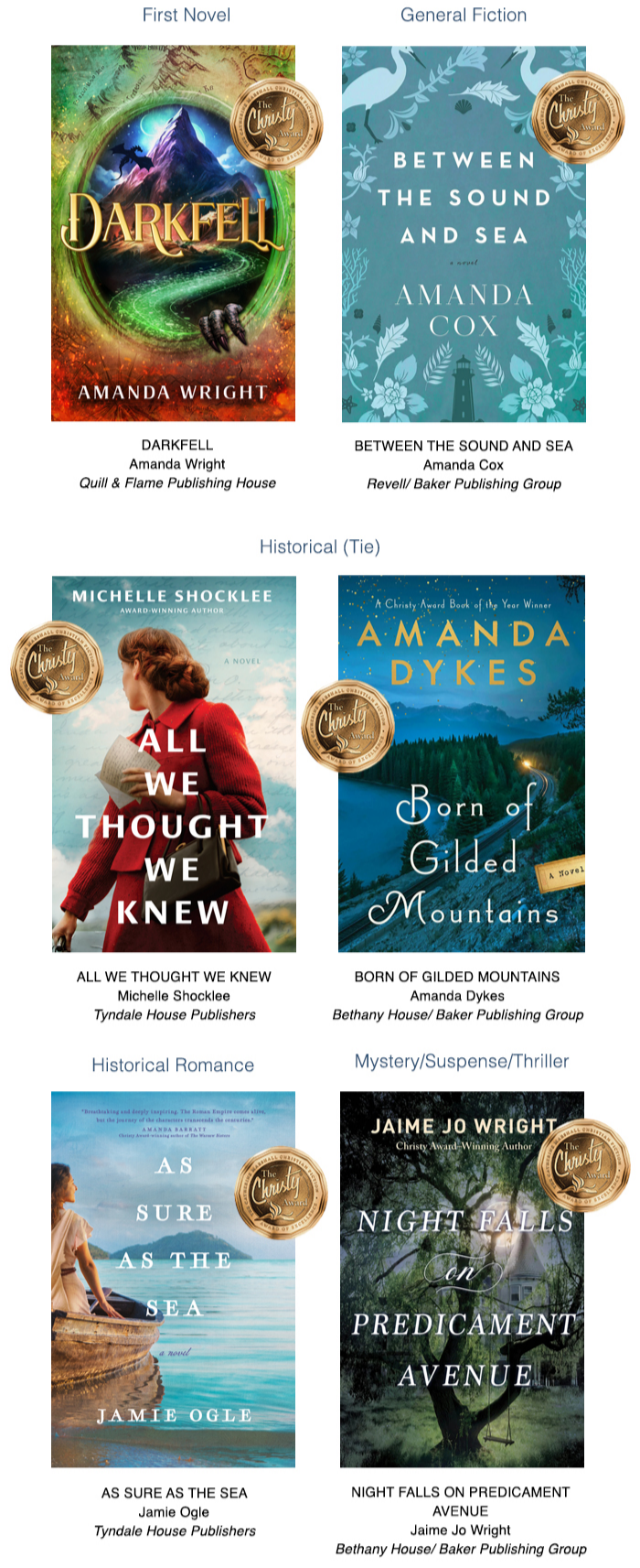 Presenting The Christy Award® winning novels for 2025