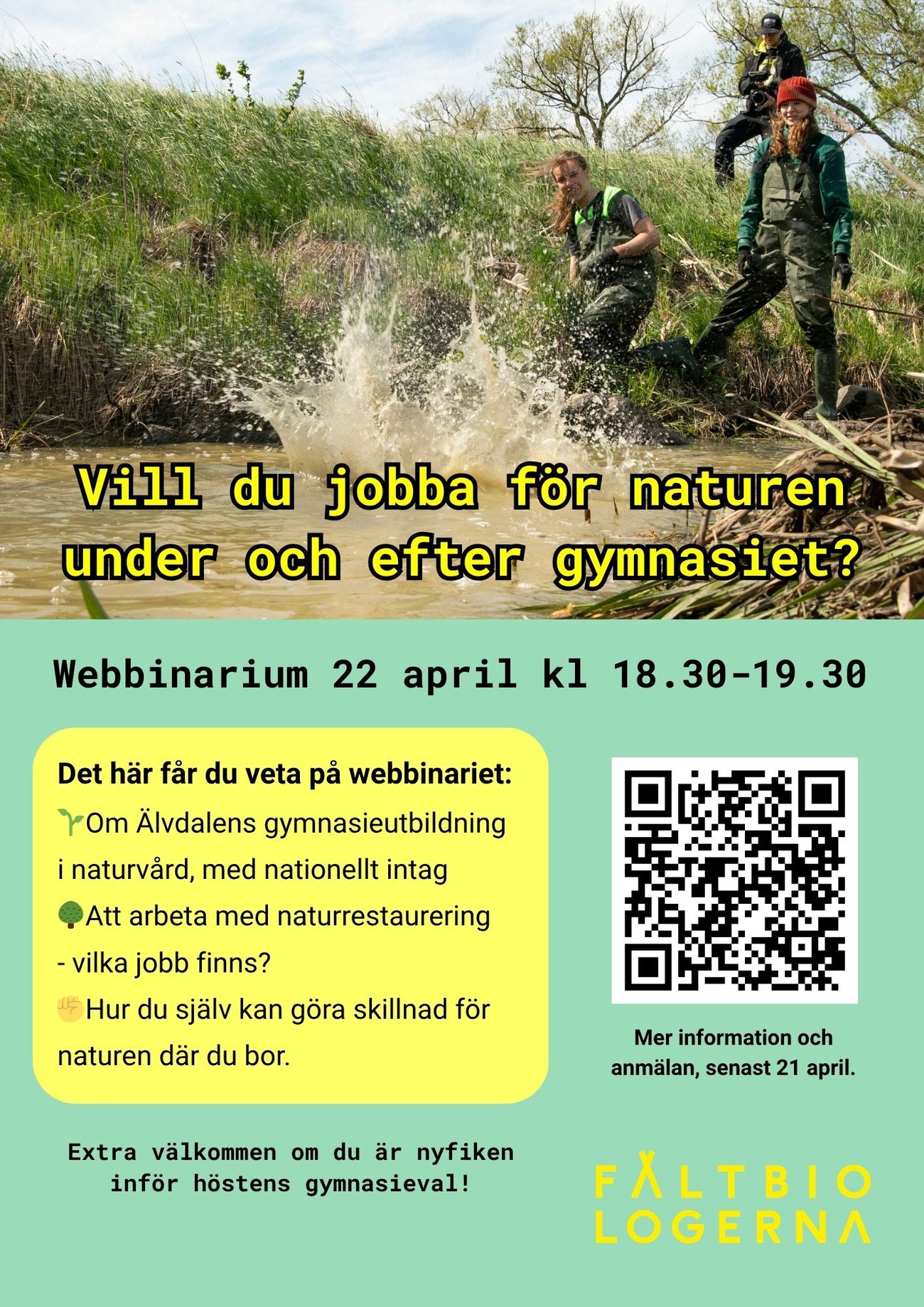 Fältbiologernas affisch om webbinariet