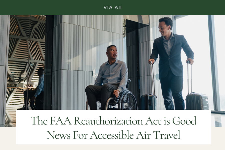 via AII: Man in wheel chair walk along friend with luggage