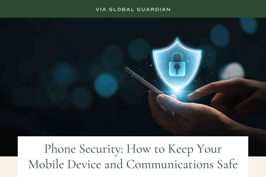 Via Global Guardian image: man holding phone with lock security concept shining above