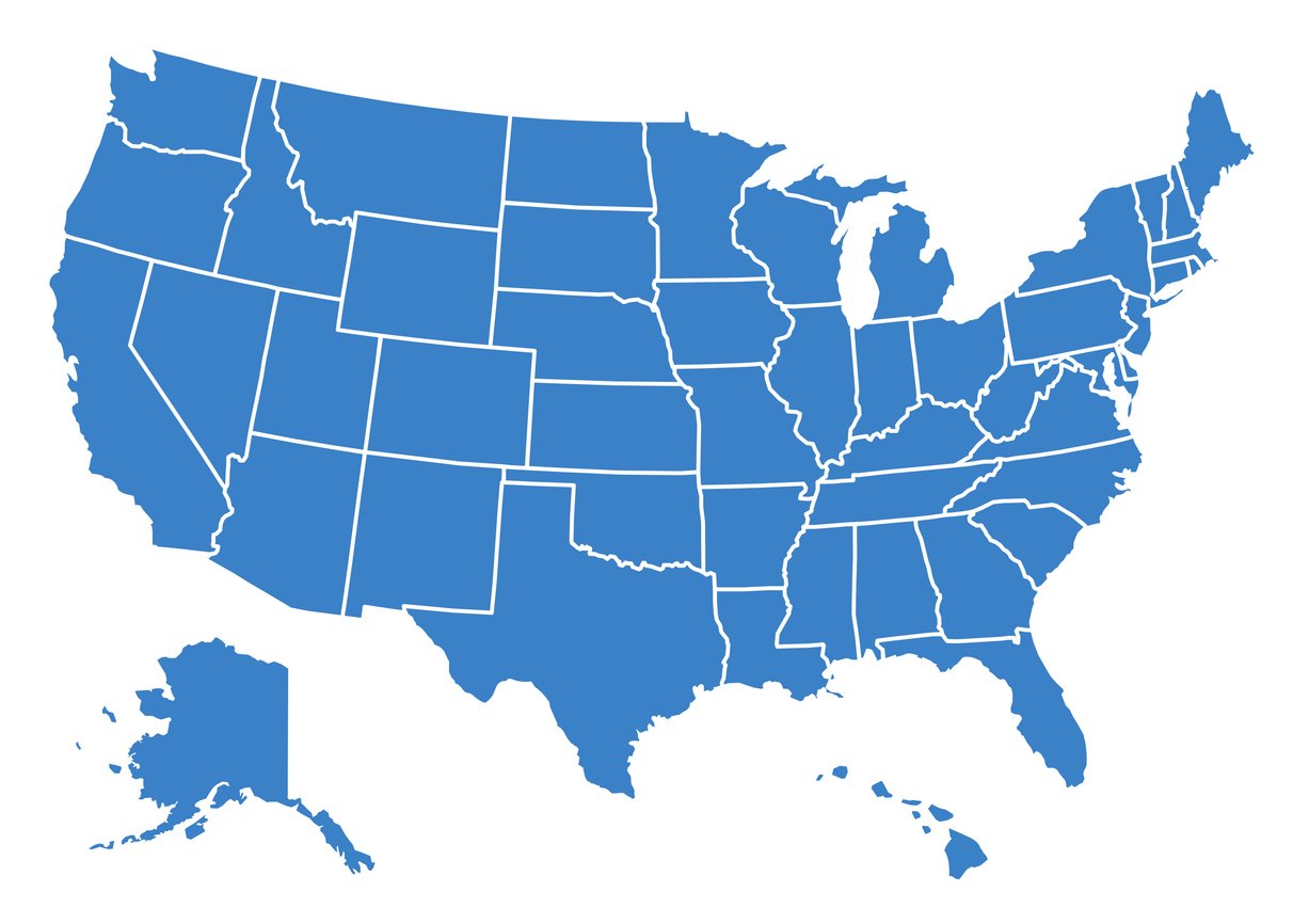United States of America map isolated
