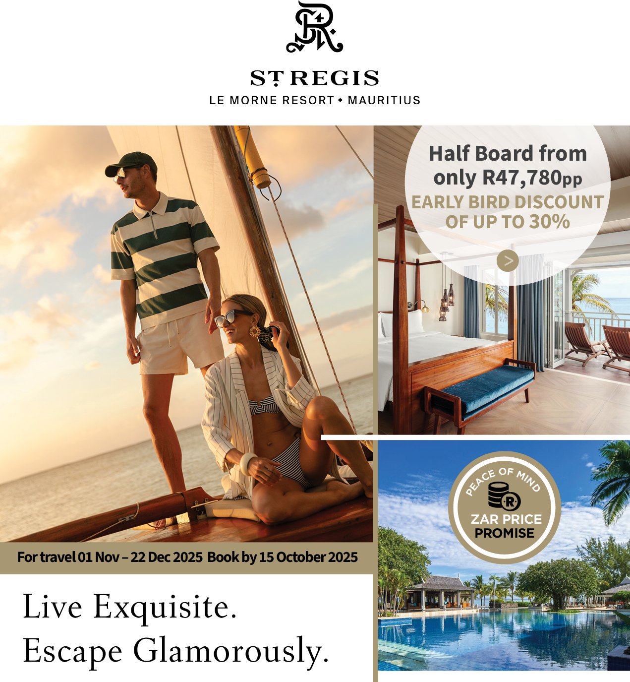 St Regis Le Morne Resort 5 night packages from only R47,770pp