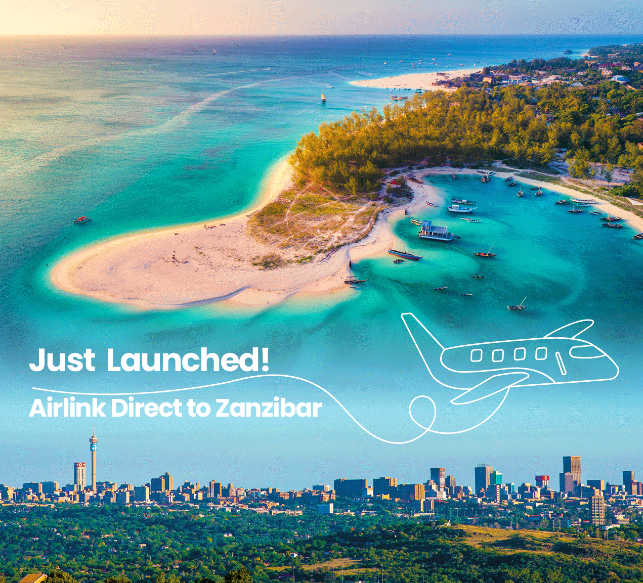 Zanzibar direct flights with SA Airlink