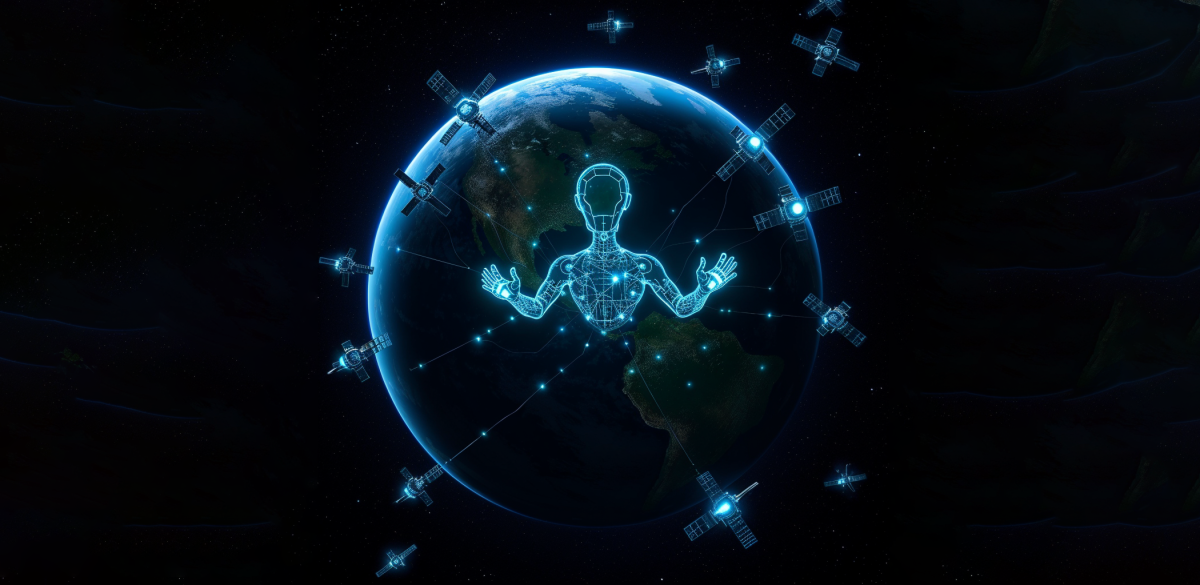 AI-generated image of AI-managed satellites