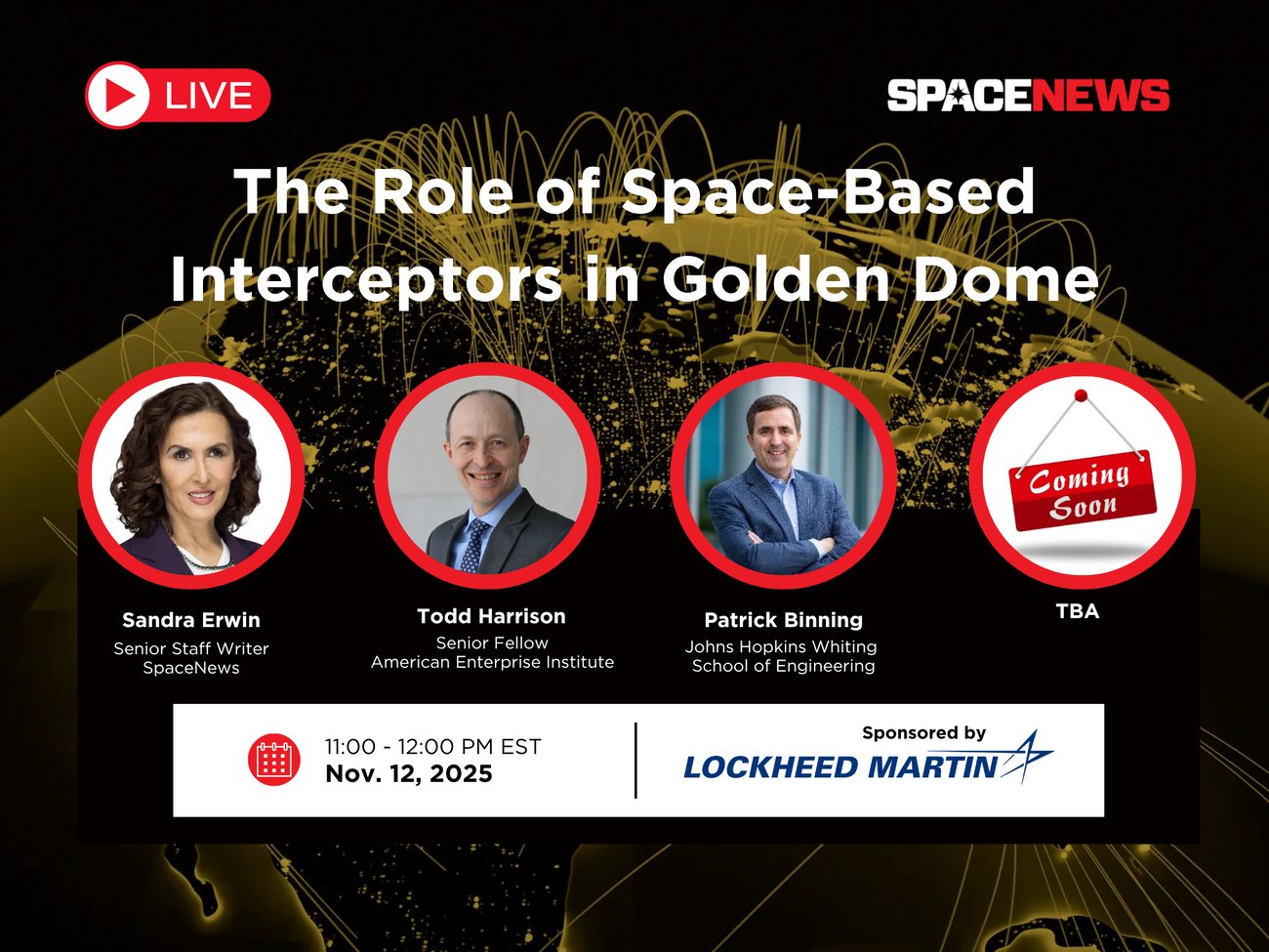 Register for our Nov. 12 conversation about space-based inceptors in Golden Dome