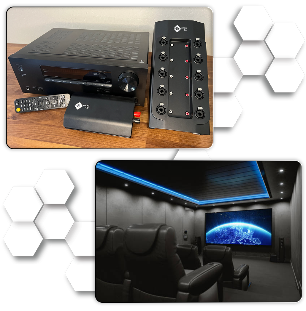 AUDIO Cu Connect-A sound over power audio video receiver (AVR) channel expansion solution