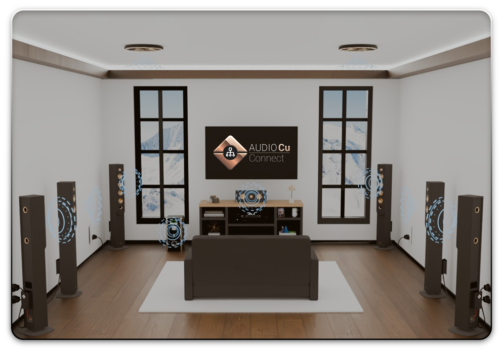 AUDIO Cu Connect-A sound over power audio video receiver (AVR) channel expansion solution