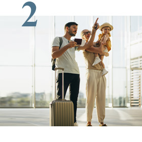 family standing in airport