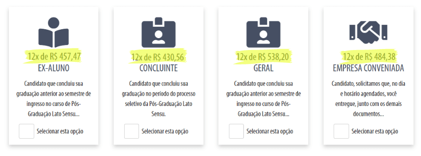 valores com desconto