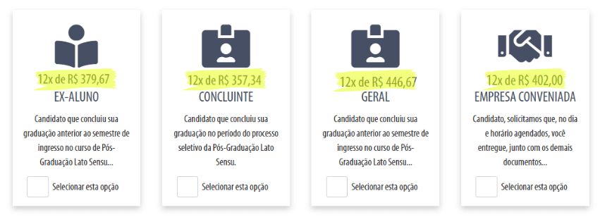 valores com desconto