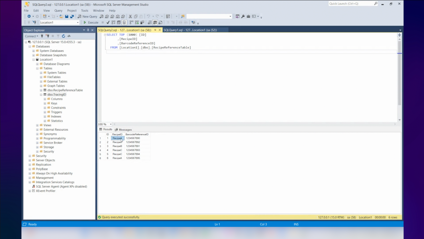 Database in Microsoft SQL Management Studio