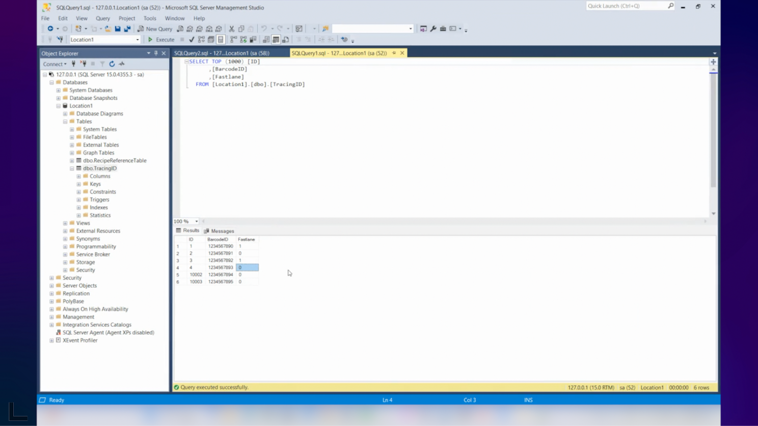 Database in Microsoft SQL Management Studio