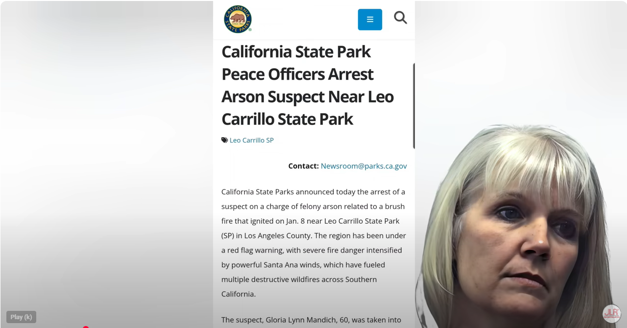 Old woman arrested for arson in California