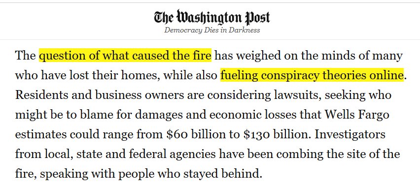 Washington Post conspiracy theories about California fires