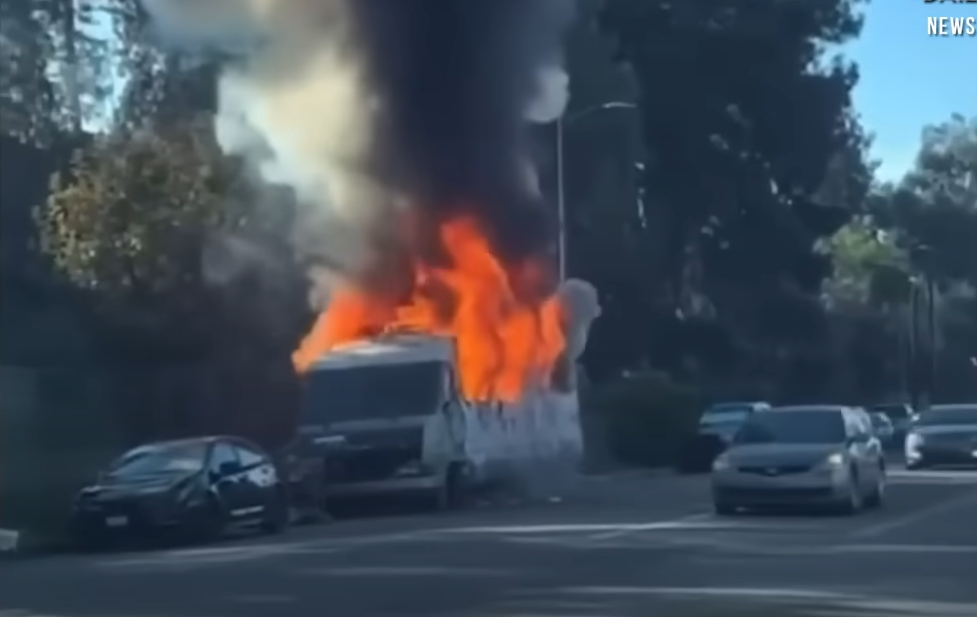 Homeless sets camper on fire in LA